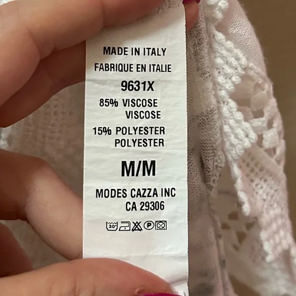 Via Vitale Made in Italy Floral Crochet Hem Blouse | Size M - Picture 4 of 5